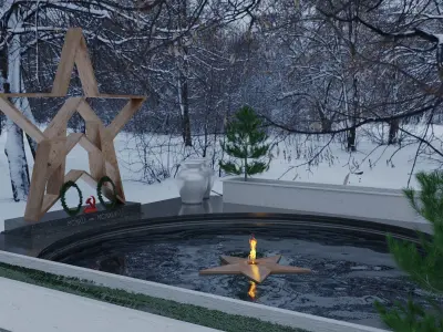 Eternal flame in the square 3D model