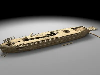 Wooden shipwreck 1 3D model