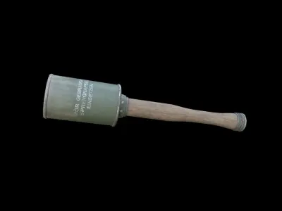 Stielhandgranate 1 wooden mallet Free low-poly 3D model