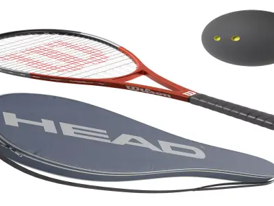 Squash sport set  Low-poly 3D model