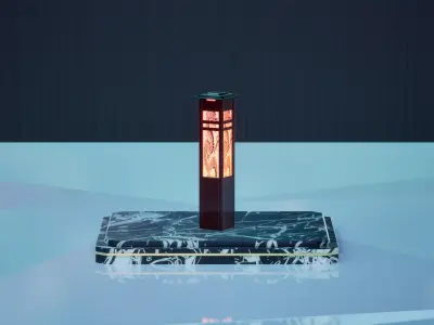 Asian lamp deco collection for cyberpunk and lo-fi environment Low-poly 3D model