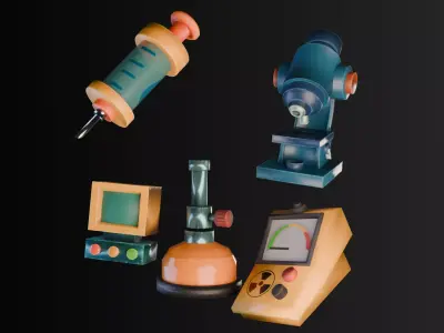 Stylized Lab Essentials pack Low-poly 3D model