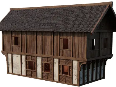 Old Medieval House Building 4K Textures GameReady 97 Low-poly 3D model