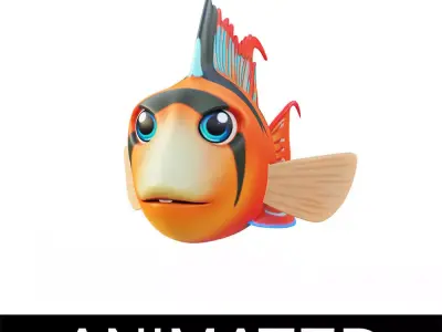 Bolivian Butterfly Fish Cartoon Animated Low-poly 3D model