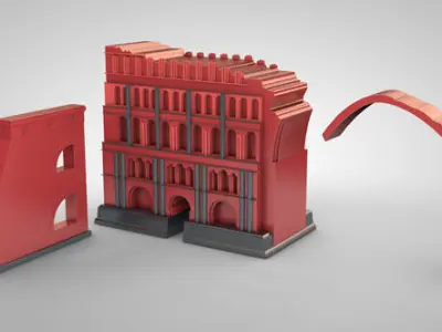 Taq Kasra Persian Temple and Palace Low-poly 3D model