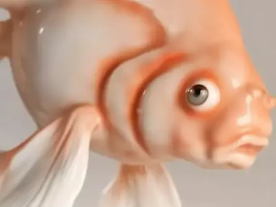 Porcelain Fish Sculpture Elegant Orange Aquatic Figurine 3D Low-poly 3D model