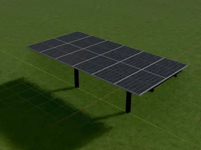 Agricultural photovoltaic 90 degrees 8m Low-poly 3D model