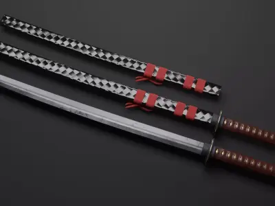Samurai Katana - High Poly 3D model