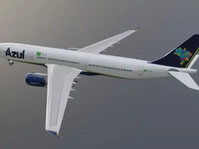 Azul airlines airbus a330-900neo model with cockpit Low-poly 3D model