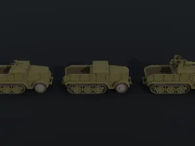 Cartoon Dieselpunk armored cars 2 Polygonal Style Low-poly 3D model