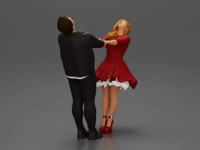 Couple leaning back holding hands enjoying a playful dance 3D print model