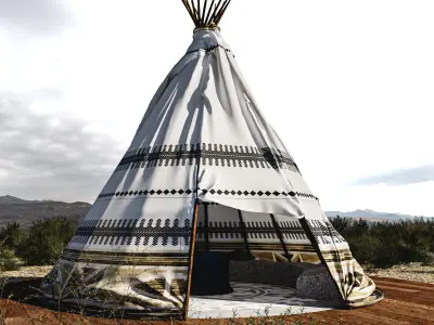 Red indian Tent 3D model