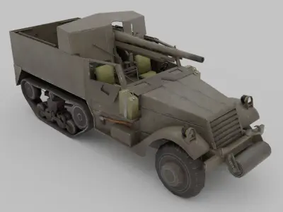 M3 GMC 75mm Halftrack Low-poly 3D model