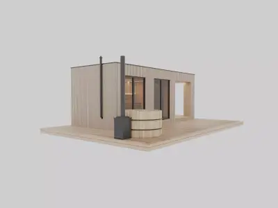 MODERN MODULAR OUTDOOR SAUNA BATH HOUSE WITH JACUZZI 3D MODEL 3D model