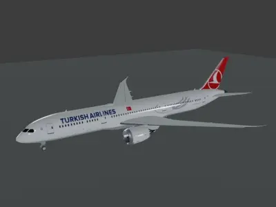 Turkish Airlines Boeing 787-9 dreamliner Low-poly 3D model