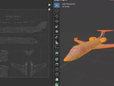 Low Poly Passengers Airplane Game Ready flying vehicle FBX OBJ Low-poly 3D model