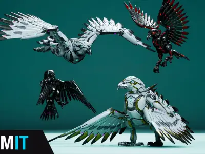 Sci-Fi Eagle Low-poly 3D model