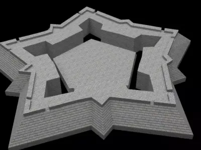 Little star fortress Vauban style Low-poly 3D model
