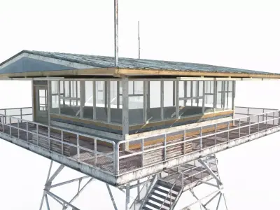 Modern architectural observation tower and guard tower 3D model