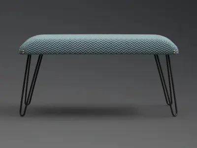 Titus upholstered metal Bench blue zigzag Low-poly 3D model