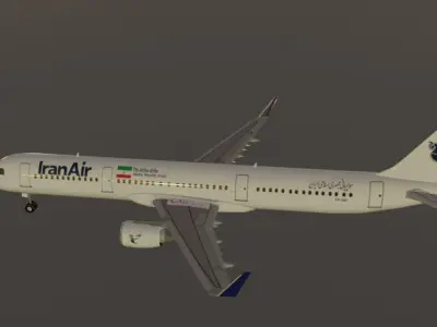 Iran Air Airbus a321-211 low poly 3D Model  Low-poly 3D model