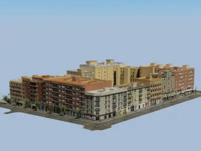 City Block Low-poly 3D model