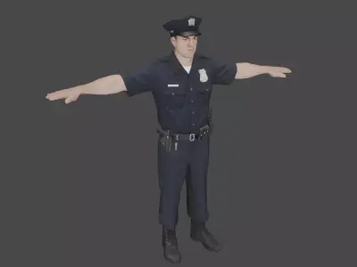 Police Officer Security man Rigged and Animated 3D model