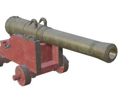 24-pounder naval cannon with LODs model Low-poly 3D model