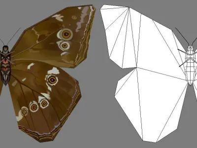 Low-Poly Hand-Painted Morpho Butterfly Low-poly 3D model