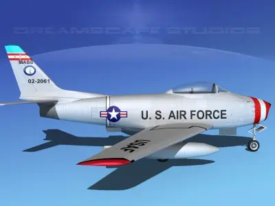 North American F-86 Sabre Jet V08 Ma ANG 3D model