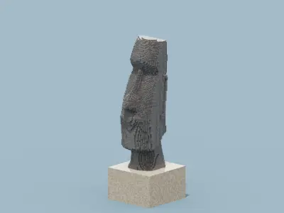 Voxel Moai Statue Low-poly 3D model