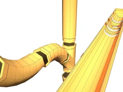 Old Black Gutter System PBR Low-poly 3D model