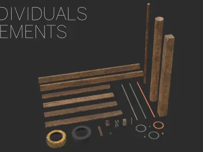 Modular Wooden Jetty Low-poly 3D model