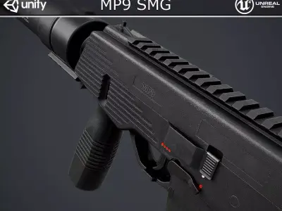MP9 Submachine Gun Low-poly 3D model