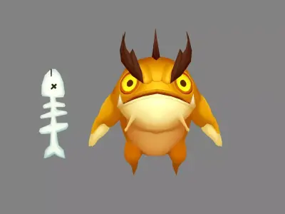 Cartoon fish monster Low-poly 3D model