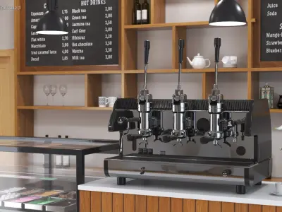 Triple-Lever Espresso Coffee Machine 3D model