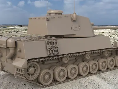 Tank Type 5 Chi-Ri Japan Clay Vray 3D model