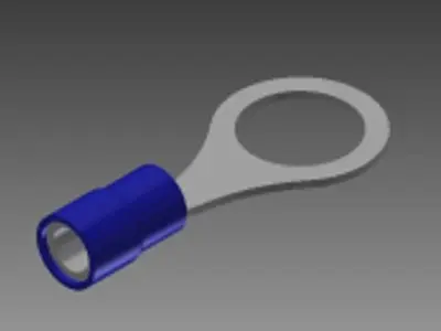twenty-five sixty-fourth round blue wire terminal Free 3D model