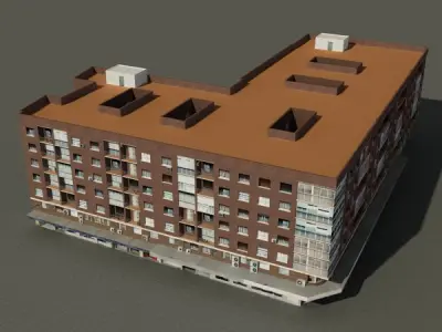 Building apartment - apartment Low-poly 3D model