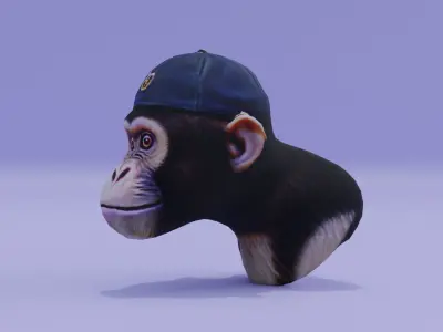 Realistic Monkey Head in a Cap Free low-poly 3D model