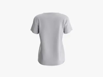 Female T-Shirt Dropped Shoulder Deep V Collar Short Sleeve 3D model