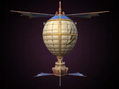 Stylized Solarpunk Airship 3D model