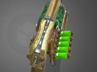 Steampunk Pistol PBR game ready Free low-poly 3D model