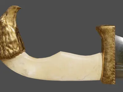 Kopis sword with gold handle Low-poly 3D model