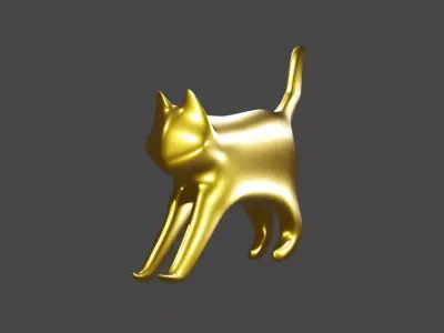 Cat High-poly 3D model gold 3D model