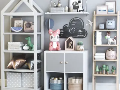 Childrens furniture with toys 3D model