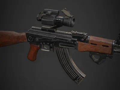 AK-47 rifle Low-poly 3D model
