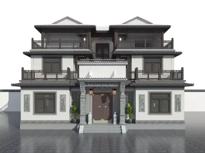 Chinese architecture Low-poly 3D model