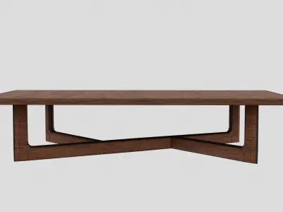 Table modern coffee with wooden legs Free low-poly 3D model
