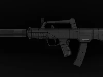 Low Poly Chinese QCW-05 SMG Low-poly 3D model